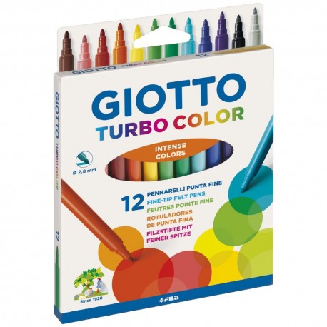 Confezione da 12 pennarelli Giotto Turbo Color.