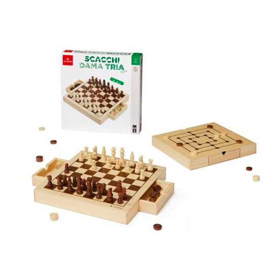 SCACCHI DAMA TRIA - LEGNO