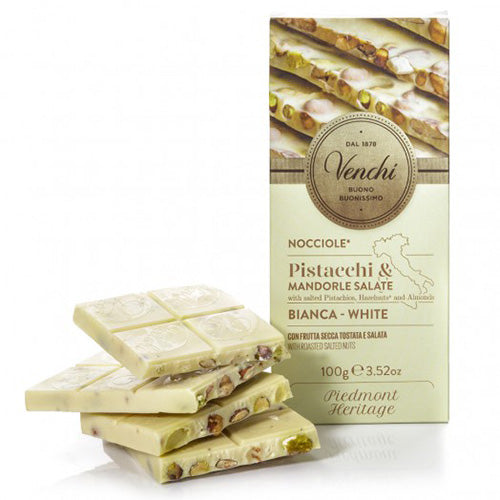 TAVOLETTA 100G BIANCA PISTACCHI E MANDORLE SALATE