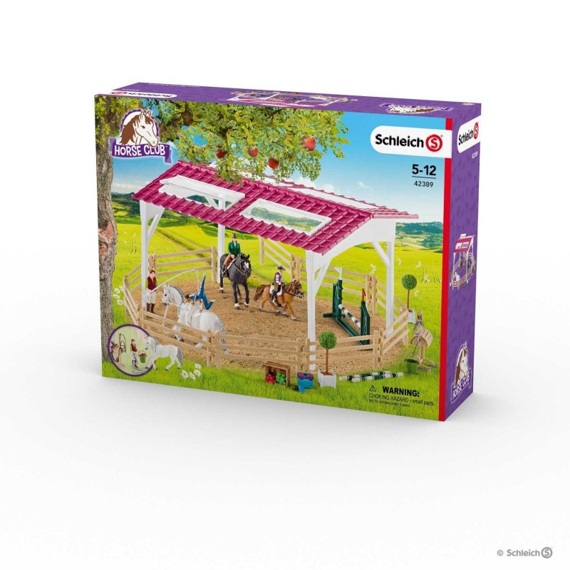 SCUOLA DI EQUITAZIONE horse club SCHLEICH in resina 42389 CON CAVALLI E CAVALLERIZZE