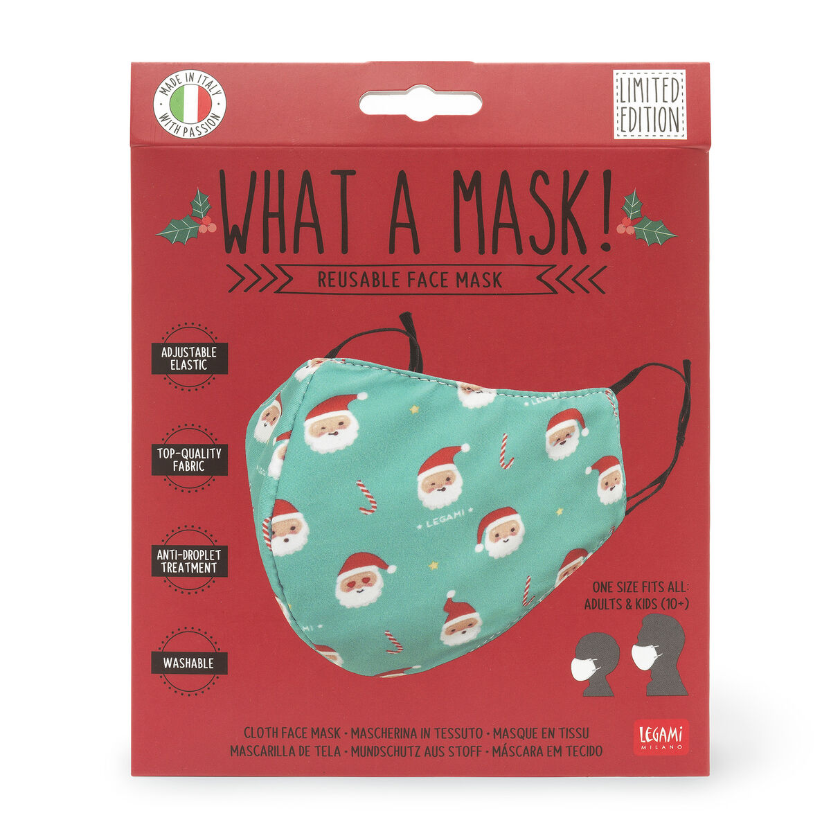 WHAT A MASK! FACE MASK SANTA EMOTICON - LIMITED XMAS EDITION