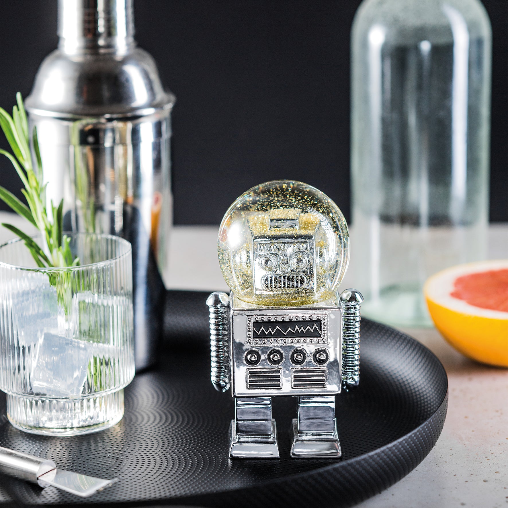 SFERA CON GLITTER THE ROBOT SILVER