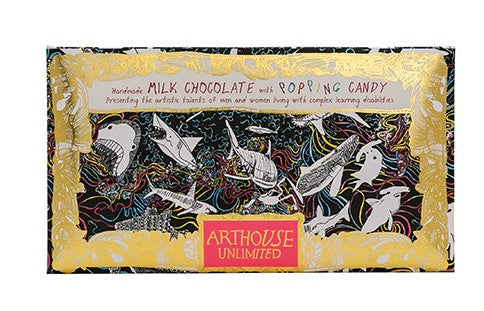 CHOCOLATE BAR RAINBOW SHARK - MILK CHOCOLATE WITH POPPING CANDY