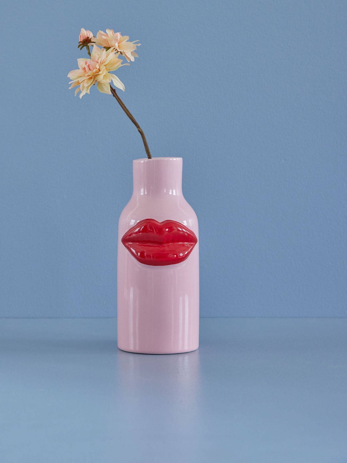 VASO ROSA IN CERAMICA CON LABBRA ROSSE - LARGE
