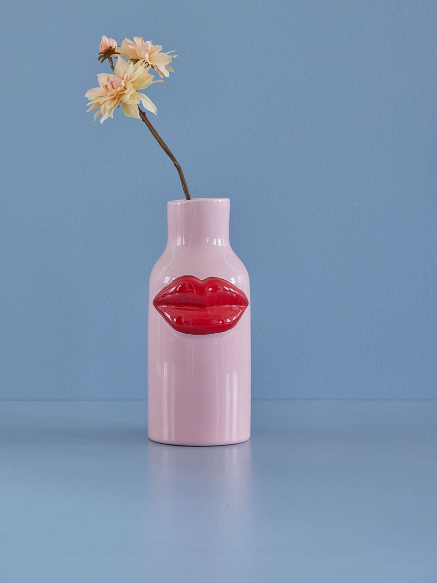 CEVASO ROSA IN CERAMICA CON LABBRA ROSSE - LARGE