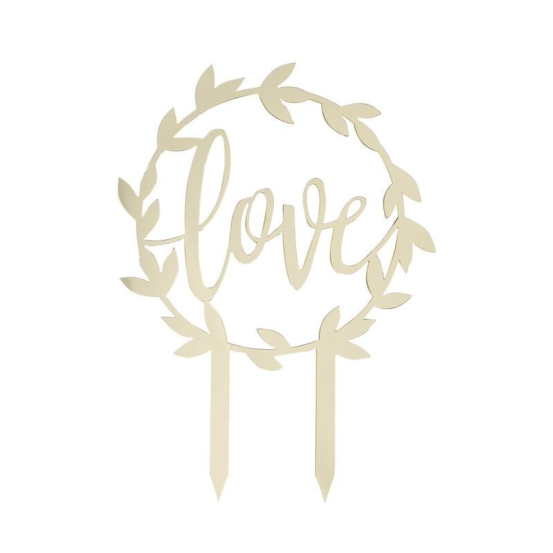 LOVE GOLD WEDDING CAKE TOPPER