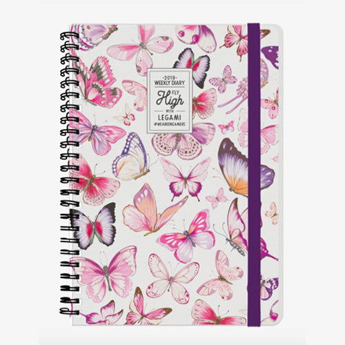 AGENDA 12 MESI SETTIMANALE LARGE SPIRALATA - 2019 - BUTTERFLY