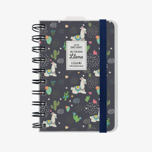 AGENDA 12 MESI GIORNALIERA SMALL SPIRALATA - 2019 - LLAMA
