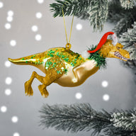 GLITTER SANTASAURUS SHAPED BAUBLE