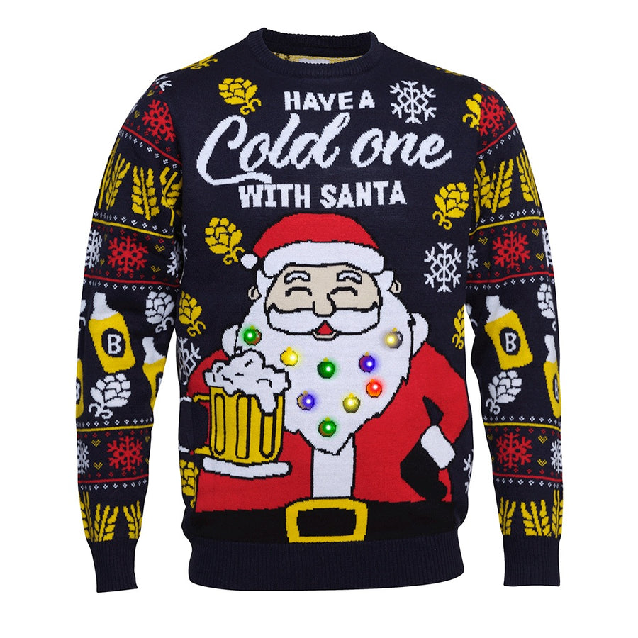 CHRISTMAS JUMPER HAVE A COLD ONE WITH SANTA - MAGLIONE NATALE CON LUCI