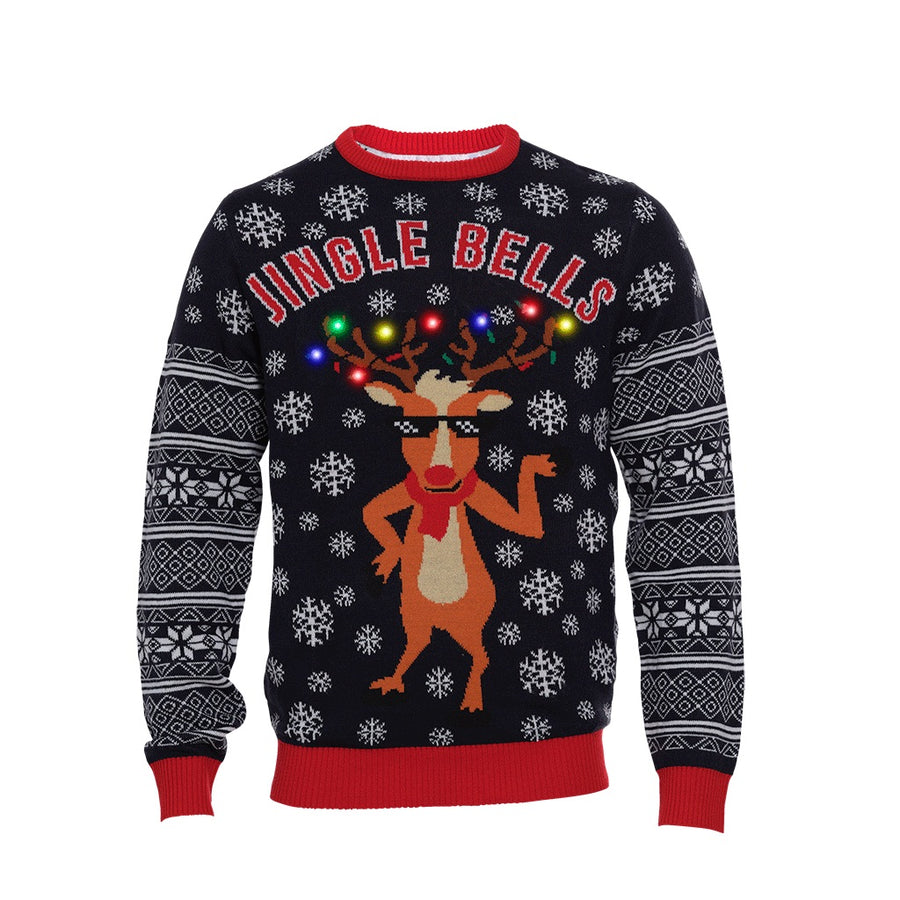 CHRISTMAS JUMPER JINGLE BELLS CHRISTMAS SWEATER - MAGLIONE NATALE CON LUCI