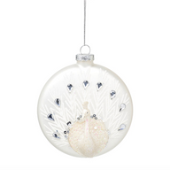 WHITE PEACOCK SHAPED BAUBLE
