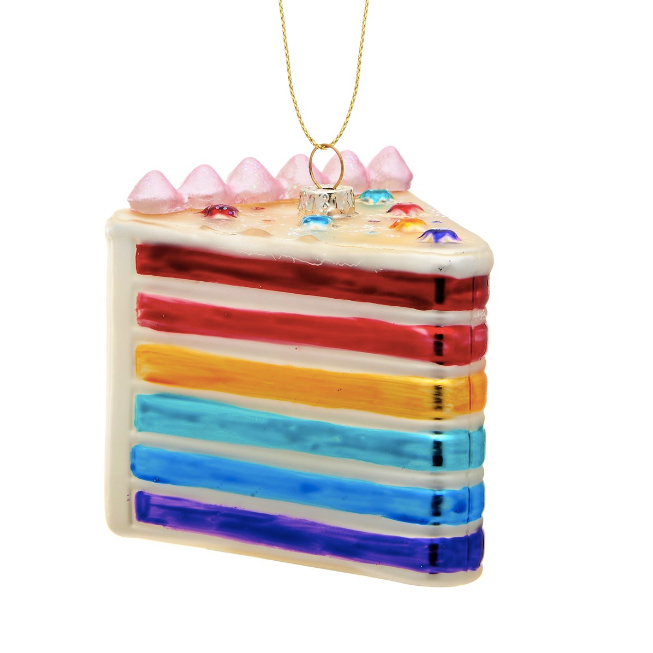 RAINBOW CAKE SLICE SHAPED BAUBLE