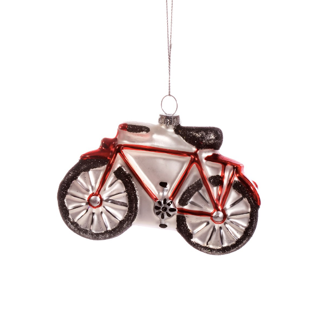 RED BICYCLE SHAPED BAUBLE