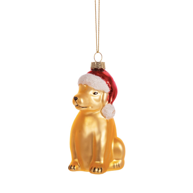 PUPPY WITH HAT SHAPED BAUBLE