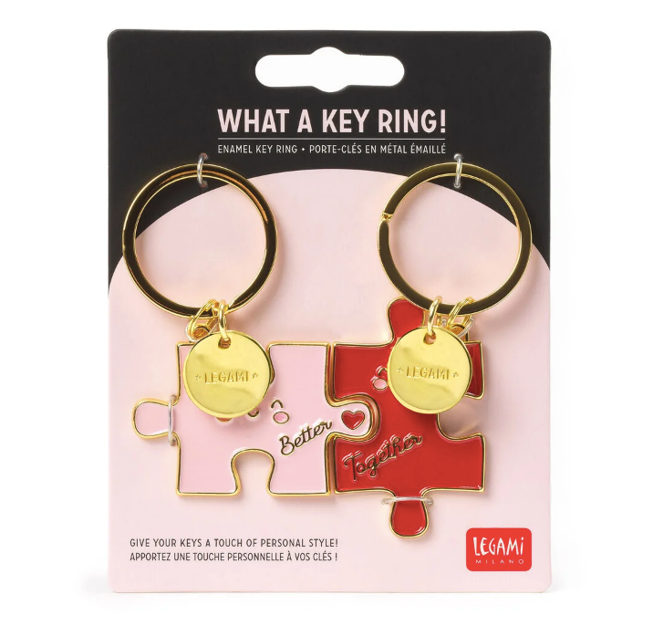 portachiavi metallo smaltato set da due - what a key ring! puzzle
